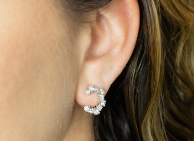 Cluster Diamond Earrings | 14K White Gold