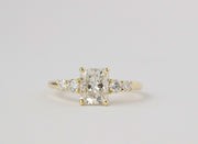 Radiant Cut Center With Side Stones Engagement Ring | 14K Yellow Gold