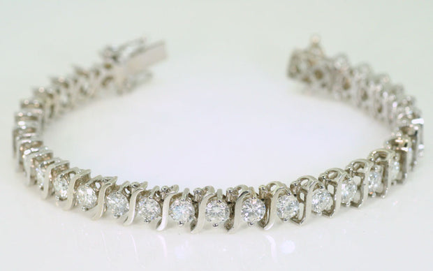 Diamond Line Bracelet | 14K White Gold