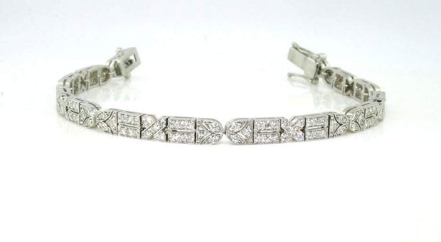 Diamond Vintage Style Bracelet | 18K White Gold