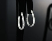 Oval Diamond Hoop Earrings | 14K White Gold
