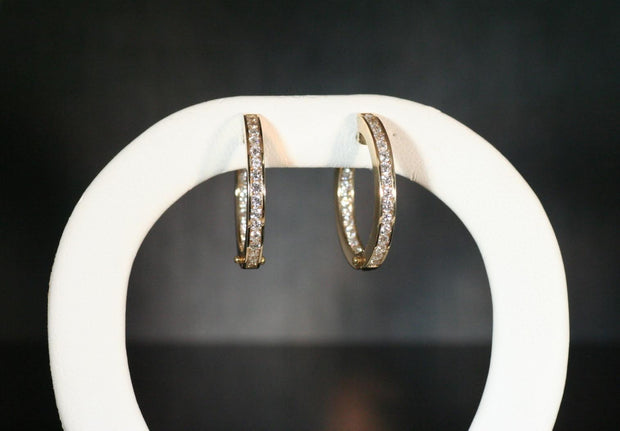 Diamond Hoop Earrings | 14k Yellow Gold