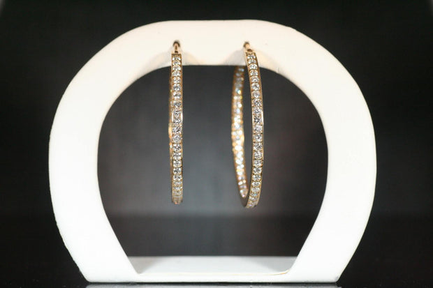 Diamond Hoop Earrings | Channel Set 14K Yellow Gold