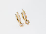 Dangling Heart Diamond Huggie Earrings | 18K Yellow Gold