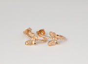 Diamond Butterfly Hoop Earrings | 14K Rose Gold