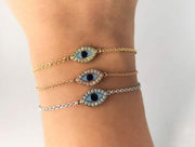 Evil Eye Diamond and Enamel Bracelet | 14k Rose Gold