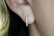 Small Pave Diamond Huggie Earrings | 18K Yellow Gold