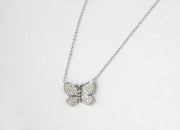 Diamond Butterfly Necklace | 18K White Gold
