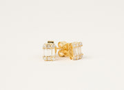 Baguette Diamond Earrings | Small 14K Yellow Gold