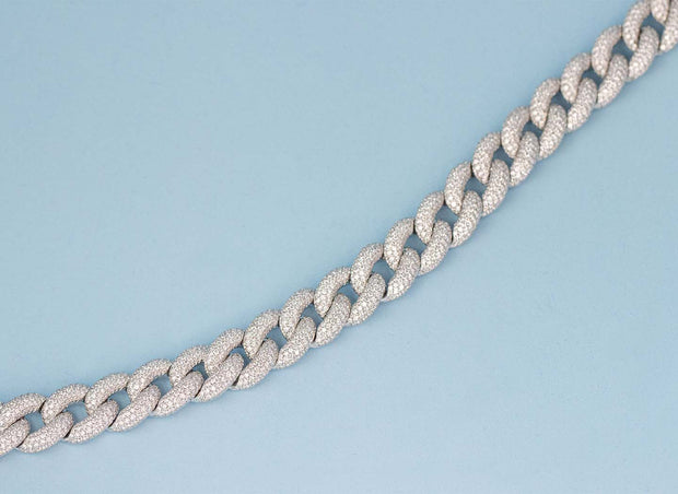 Diamond Pave Curb Link Bracelet | 18K White Gold