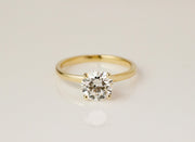 Brilliant Diamond Solitaire With Hidden Halo Engagement Ring | 18K Yellow Gold