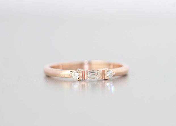 Minimal Baguette and Round Diamond Band | Channel Set