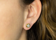 Diamond Stud Earrings with Two Tone Twist | 18K Yellow Gold White Gold