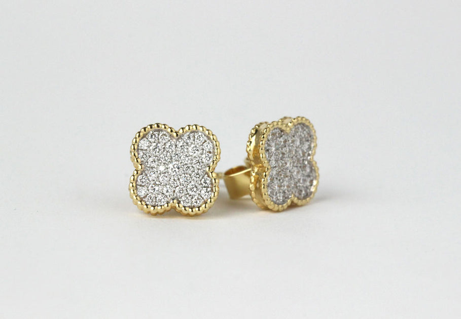 Diamond 4 Leaf Clover Earrings | 18K Yellow Gold – Robert Chavira