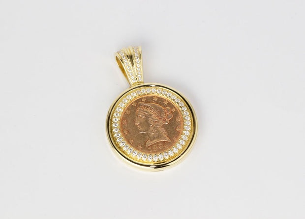Coin and Diamond Pendant | 18K Yellow Gold