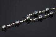 Black South Sea Pearl and Diamond Lariat Necklace | 18K Yellow Gold