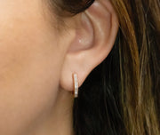 Princess Channel Set Diamond Rose Gold Huggie Earrings