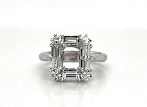 Rectangle Baguette and Full Cut Diamond Ring | Platinum