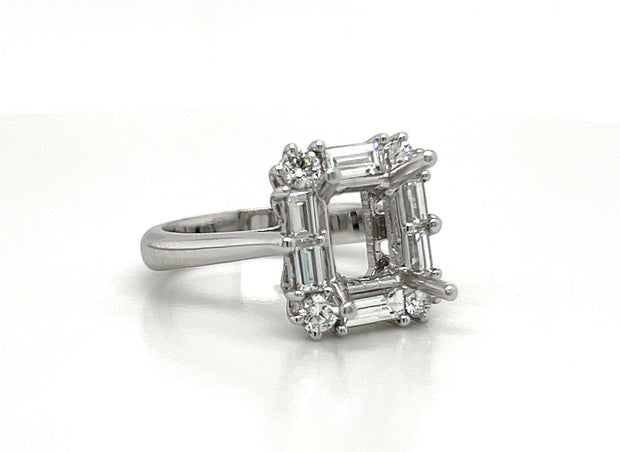 Rectangle Baguette and Full Cut Diamond Ring | Platinum