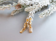 Gold Link and Diamond Dangle Earrings | 14K Yellow Gold