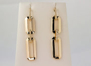 Gold Link and Diamond Dangle Earrings | 14K Yellow Gold