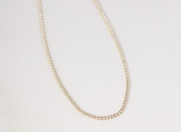 Diamond Tennis Necklace | 14K Yellow Gold