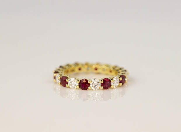 Ruby and Diamond Eternity Band | 18K Yellow Gold