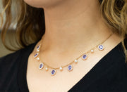 Tanzanite and Pearl Necklace | 18K Rose Gold