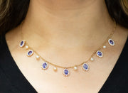 Tanzanite and Pearl Necklace | 18K Rose Gold