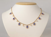 Tanzanite and Pearl Necklace | 18K Rose Gold