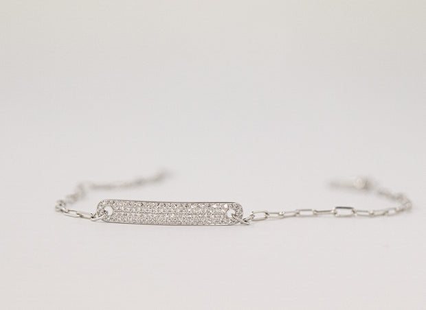 Pave Diamond ID Bracelet | 18K White Gold