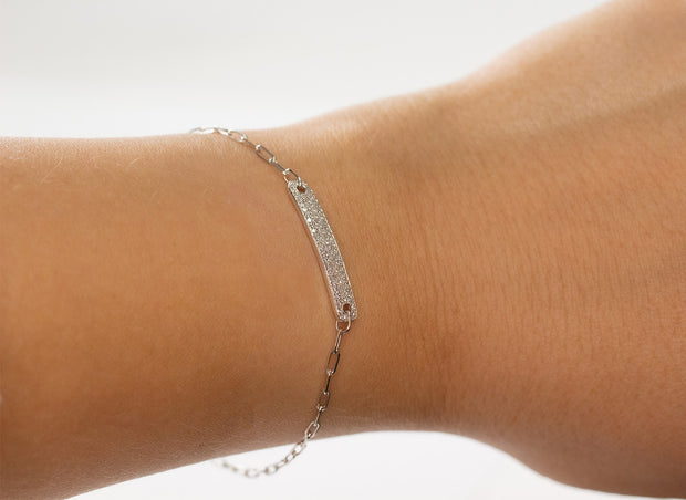 Pave Diamond ID Bracelet | 18K White Gold