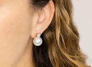 Pearl and Diamond Drop Earrings | 18K White Gold