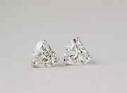 Heart Cut Diamond Stud Earrings | 14K White Gold