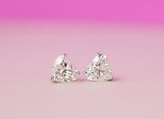 Heart Cut Diamond Stud Earrings | 14K White Gold