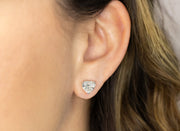 Heart Cut Diamond Stud Earrings | 14K White Gold