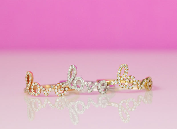 Cursive Love Diamond Ring | 18K Rose Gold