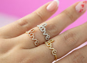 Cursive Love Diamond Ring | 18K Rose Gold