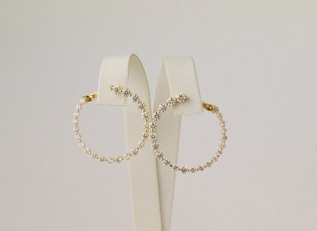 Large Diamond Circle Earrings| 18K Yellow Gold