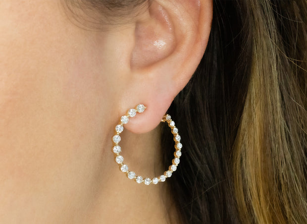 Large Diamond Circle Earrings| 18K Yellow Gold