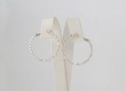 Large Diamond Circle Earrings | 18K White Gold