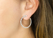 Large Diamond Circle Earrings | 18K White Gold