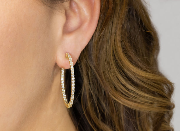 Diamond Hoop Earrings | 18K Yellow Gold 38MM