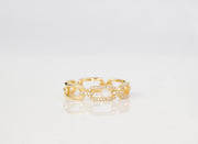 Pave Diamond Chain Link Ring | 18K Yellow Gold