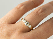 Three Stone Brilliant Cut Diamond Engagement Ring | 14K Yellow Gold