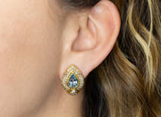 Aquamarine and Diamond Earrings | 18K Yellow Gold