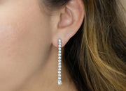 Diamond Line Dangle Earrings | 18K White Gold