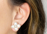 Four Pearl and Diamond Earrings | 14K White Gold