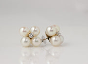 Four Pearl and Diamond Earrings | 14K White Gold