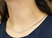 Diamond Line Necklace | 18K White Gold